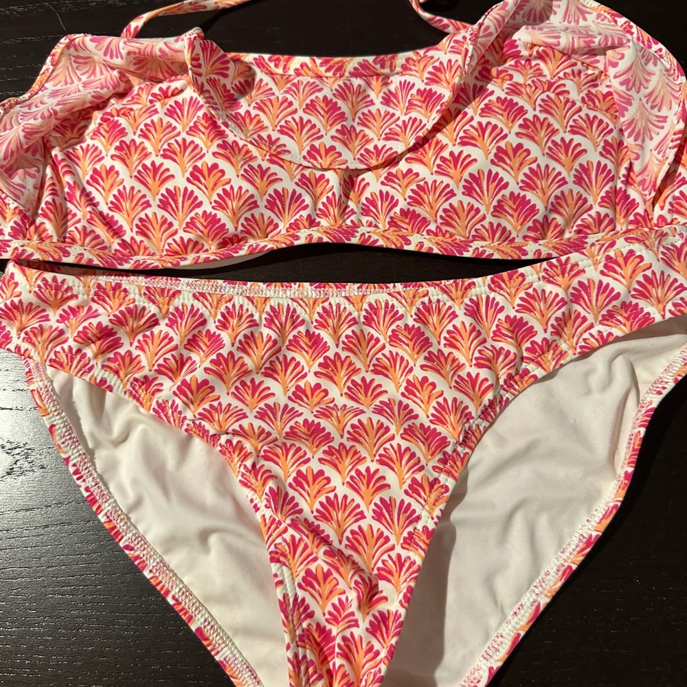 Vibrant Pink and Orange Patterned Bikini